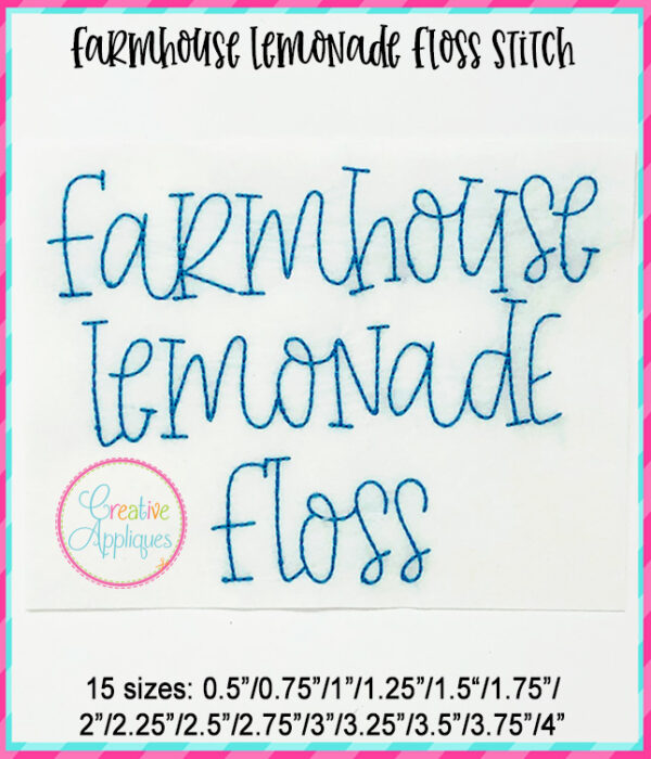 Farmhouse Lemonade Floss Embroidery Font