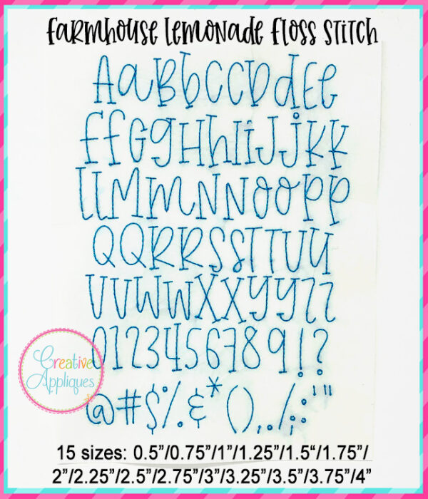 Farmhouse Lemonade Floss Embroidery Font - Image 3