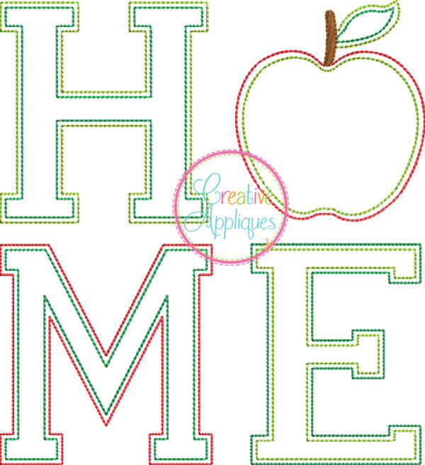 Vintage Stitch Home Apple Applique - Image 2