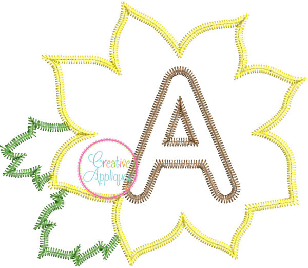 Zigzag Stitch Sunflower Alphabet Applique Design - Image 2