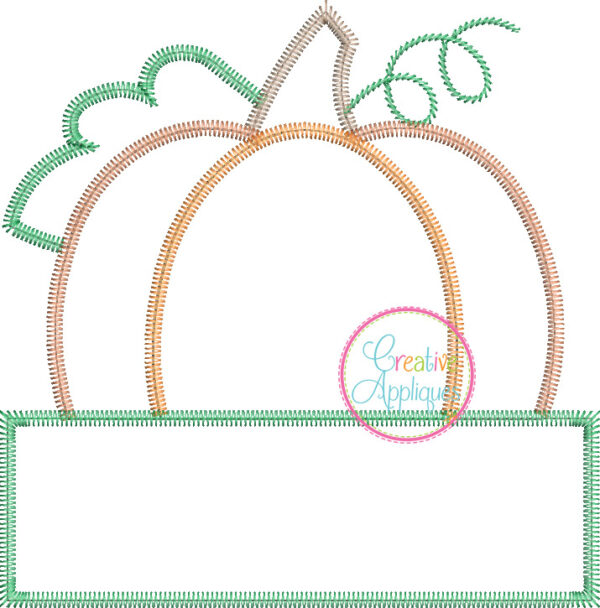 Zigzag Stitch Pumpkin Frame Applique Design - Image 2