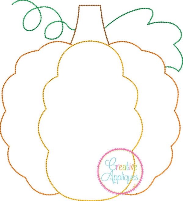 Bean Stitch Pumpkin Scallop Applique Design - Image 2