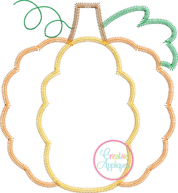 Zigzag Stitch Pumpkin Scallop Applique Design - Image 2