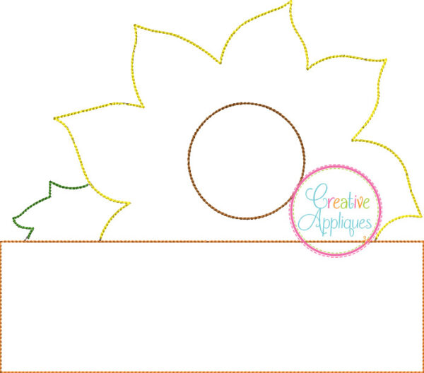 Bean Stitch Sunflower Frame Applique Design - Image 2