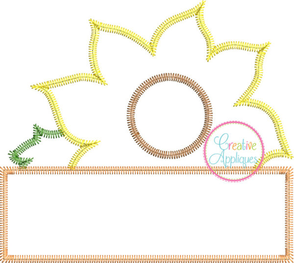 Zigzag Stitch Sunflower Frame Applique Design - Image 3