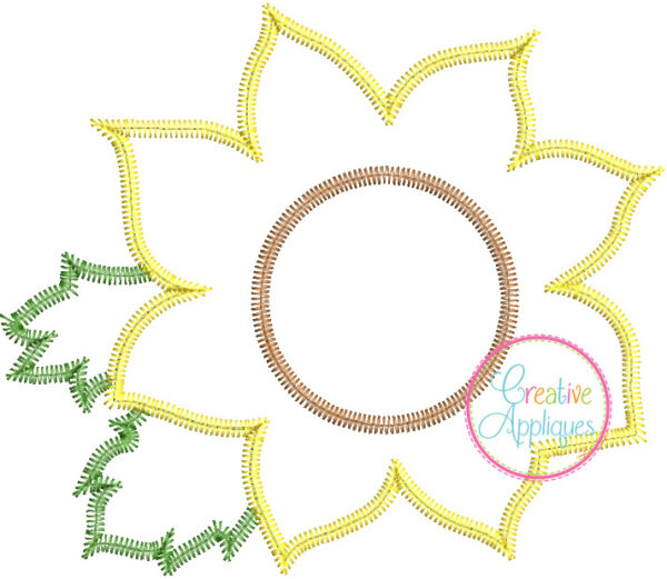 Zigzag Stitch Sunflower Applique Design - Image 2