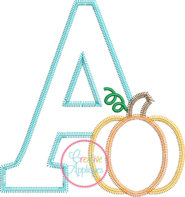 Zigzag Stitch Pumpkin Alphabet Applique Design - Image 4