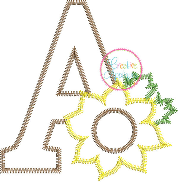 Zigzag Stitch Sunflower Alphabet Applique Design - Image 2