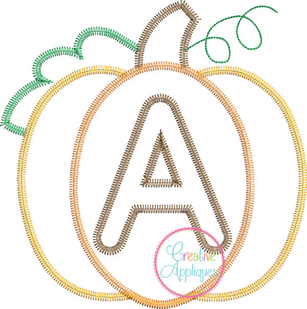 Zigzag Stitch Pumpkin Alphabet Applique Design - Image 2