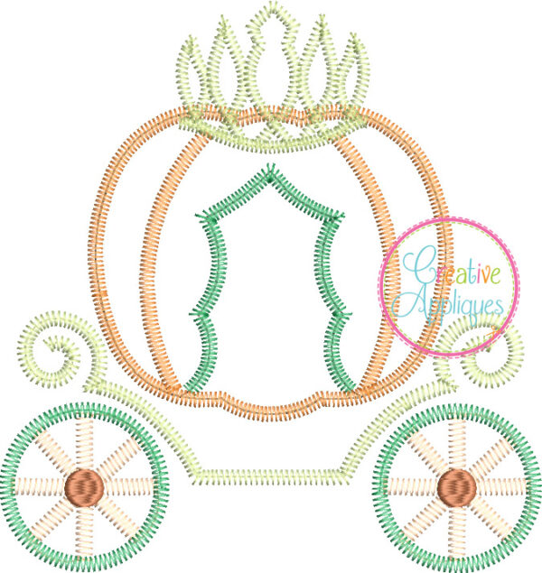 Zigzag Stitch Pumpkin Carriage Applique Design - Image 2