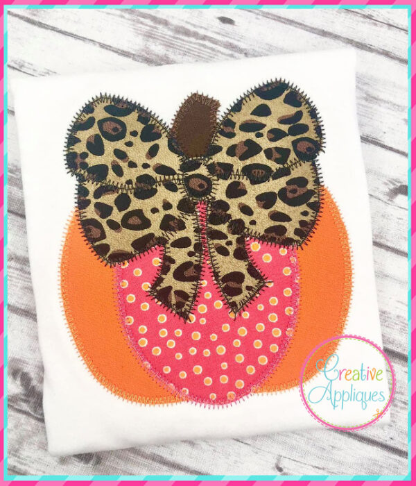 Zigzag Stitch Pumpkin Big Bow Applique Design - Image 2