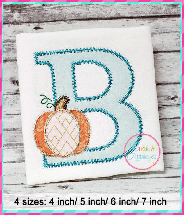 Zigzag Stitch Pumpkin Alphabet Applique Design - Image 3