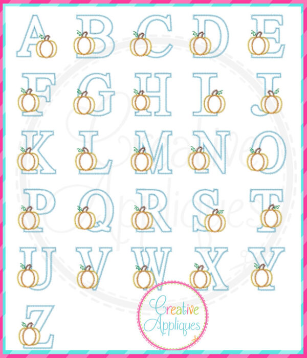 Zigzag Stitch Pumpkin Alphabet Applique Design - Image 2