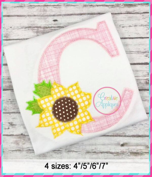 Zigzag Stitch Sunflower Alphabet Applique Design - Image 6