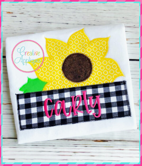 Zigzag Stitch Sunflower Frame Applique Design