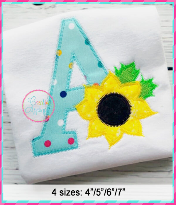 Zigzag Stitch Sunflower Alphabet Applique Design - Image 4