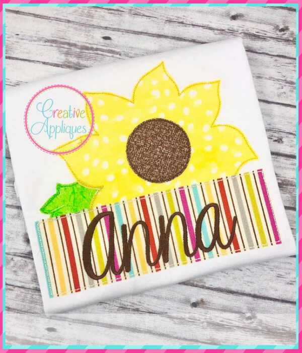 Bean Stitch Sunflower Frame Applique Design