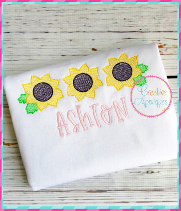 Sketch Stitch Sunflower Trio Embroidery Design