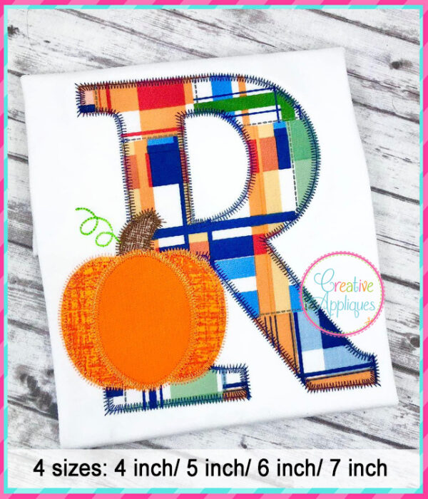 Zigzag Stitch Pumpkin Alphabet Applique Design - Image 5