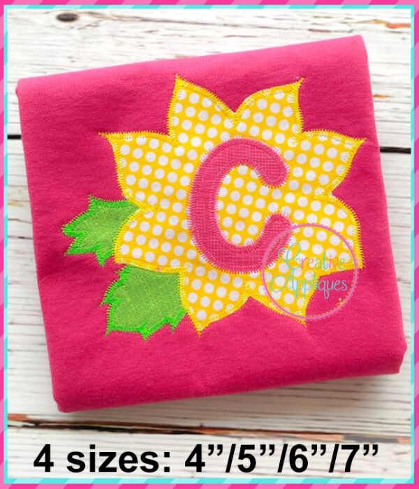 Zigzag Stitch Sunflower Alphabet Applique Design