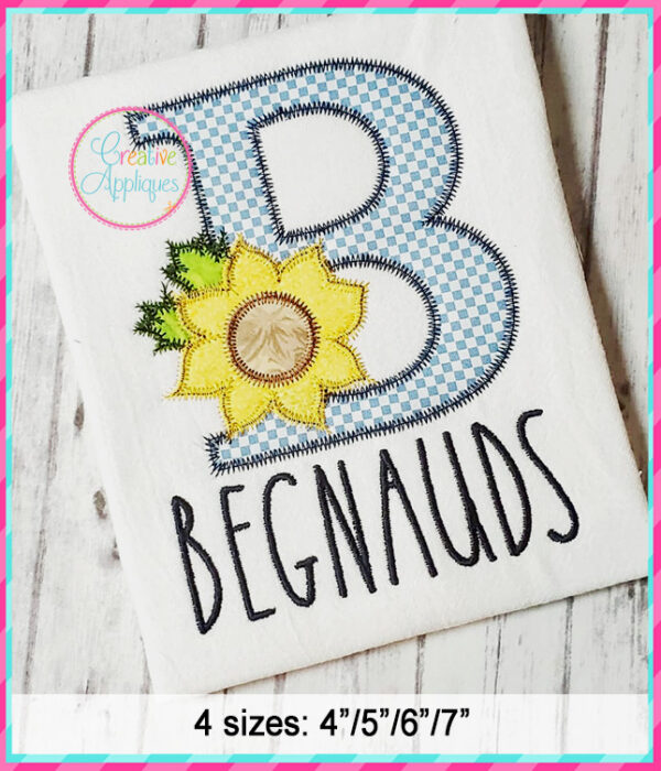 Zigzag Stitch Sunflower Alphabet Applique Design - Image 5