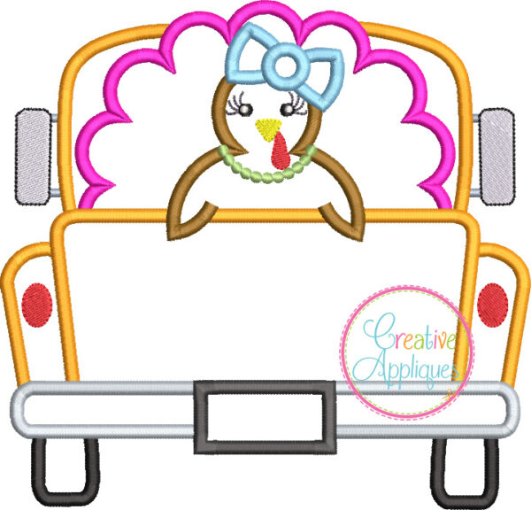 Girl Turkey Truck Applique Design - Image 2