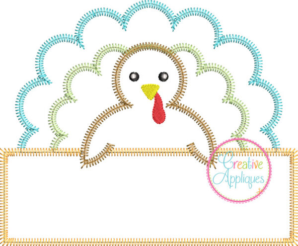 Zigzag Stitch Turkey Frame Applique Design - Image 2