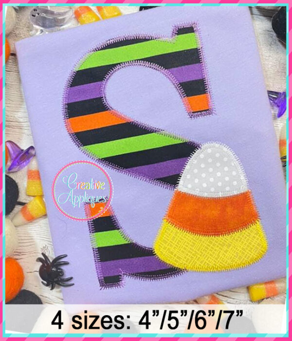 Zigzag Stitch Candy Corn Alphabet Applique Design