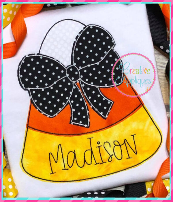 Bean Stitch Candy Corn Bow Applique Design