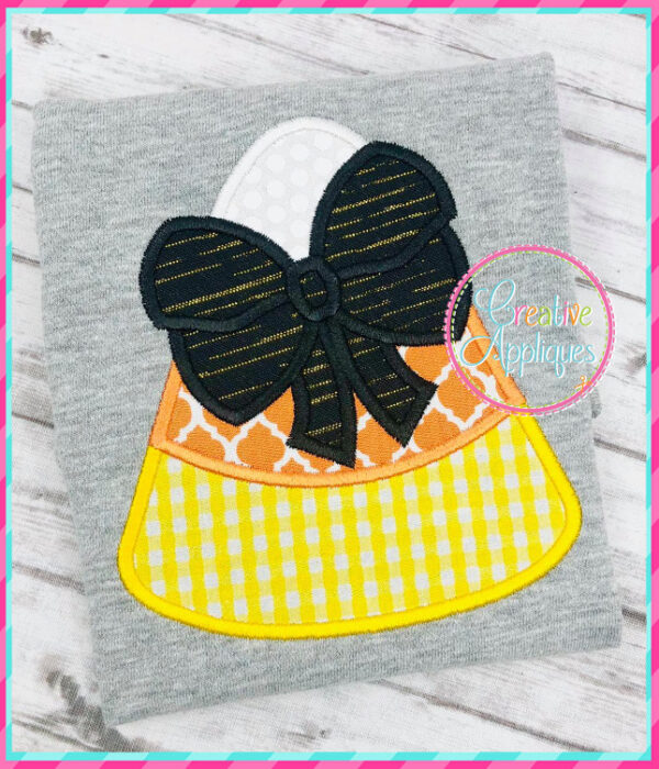 Candy Corn Bow Applique Design - Image 2