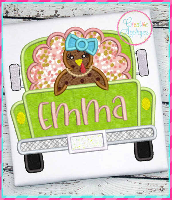 Girl Turkey Truck Applique Design