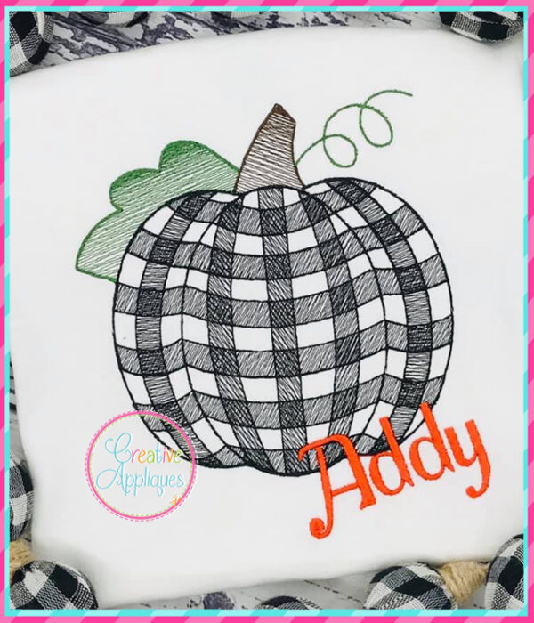 Sketch Stitch Plaid Pumpkin Embroidery Design