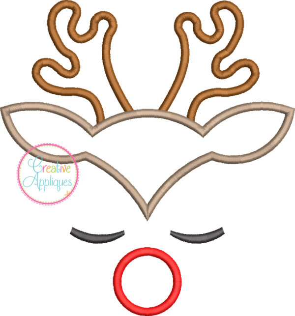 Reindeer Face Applique Design - Image 2