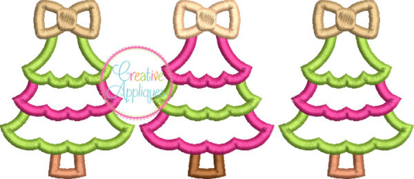 Tree Trio Bow Applique Design - Image 2