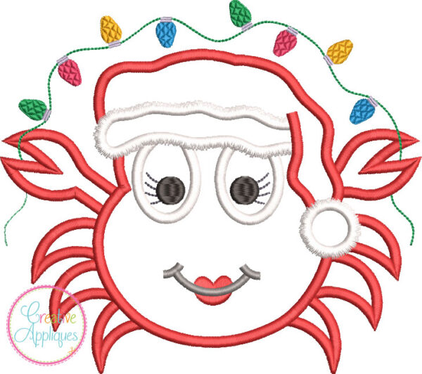 Girl Santa Crab Applique Design - Image 2