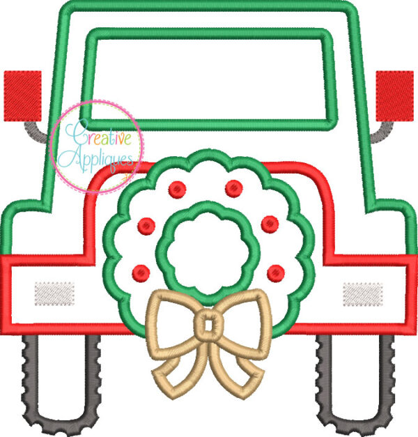 Jeep Wreath Applique Design - Image 2