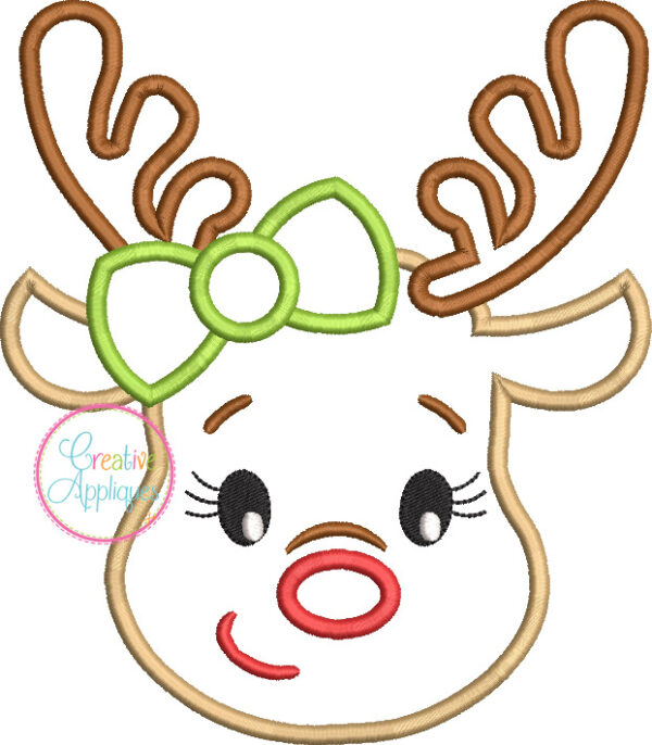 Reindeer Girl Applique Design - Image 2