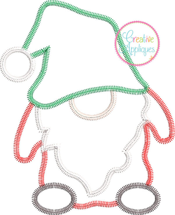 Zigzag Stitch Gnome Applique Design - Image 2