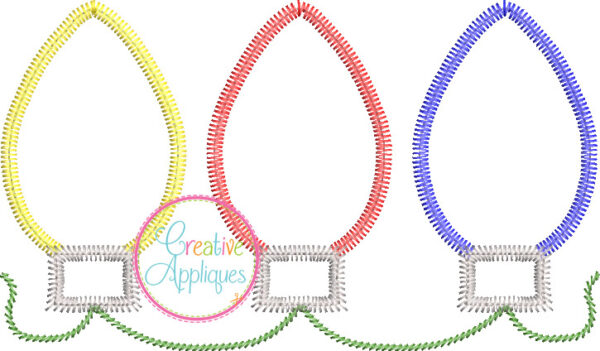 Zigzag Stitch Lights Trio Applique Design - Image 2