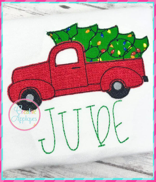 Bean Stitch Antique Truck Tree Applique Design