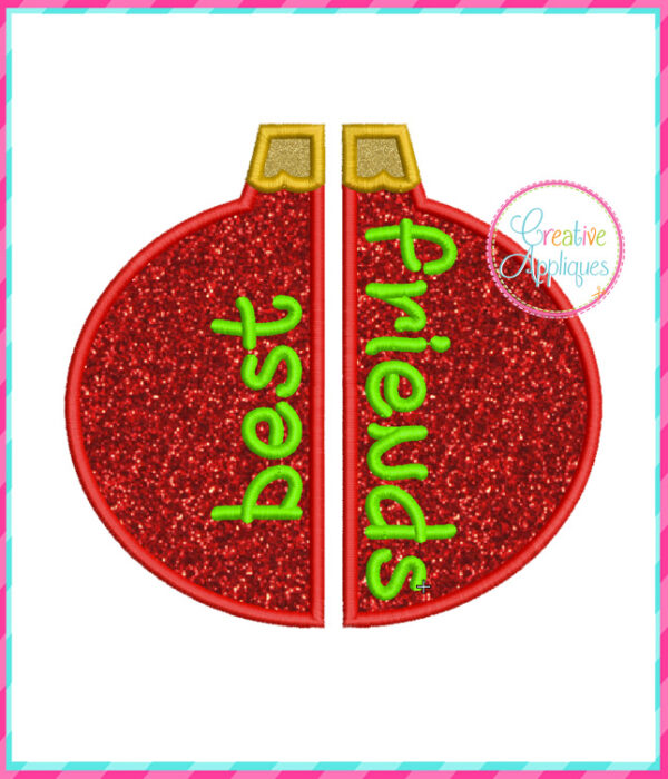 Best Friends Ornament Applique Design