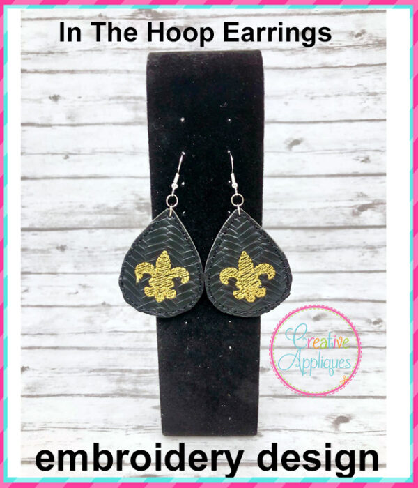 In The Hoop Fleur De Lis Earrings Embroidery Design