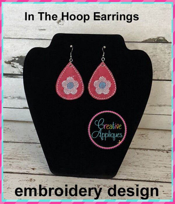 In The Hoop Flower Earrings Embroidery Design