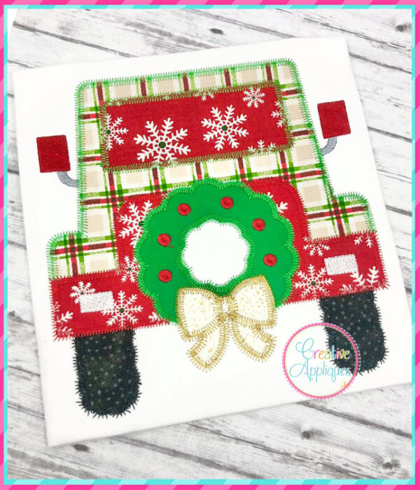 Zigzag Stitch Jeep Wreath Applique Design - Image 2