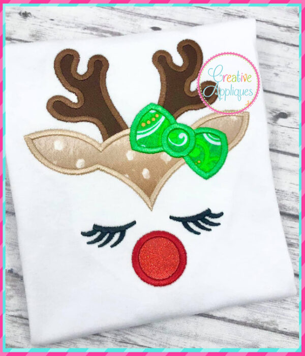 Reindeer Girl Face Applique Design