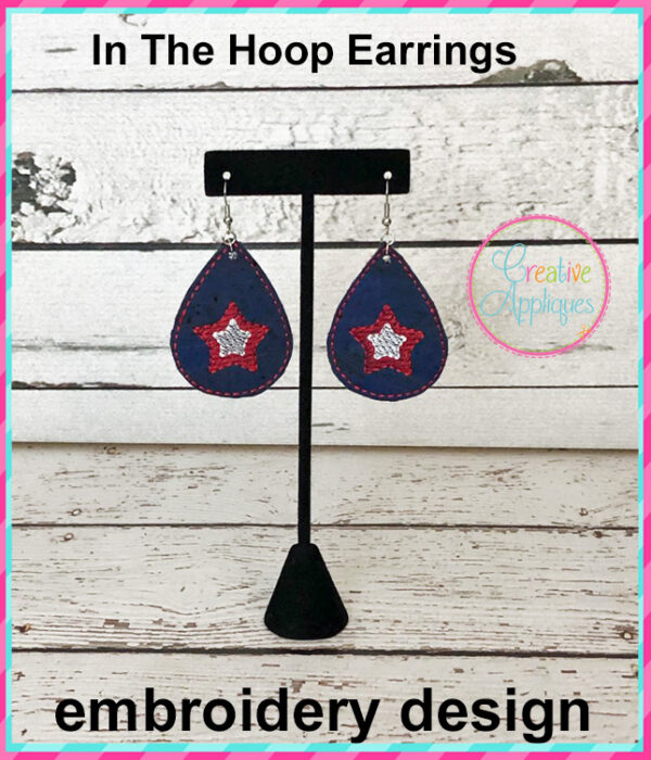 In The Hoop Star Earrings Embroidery Design