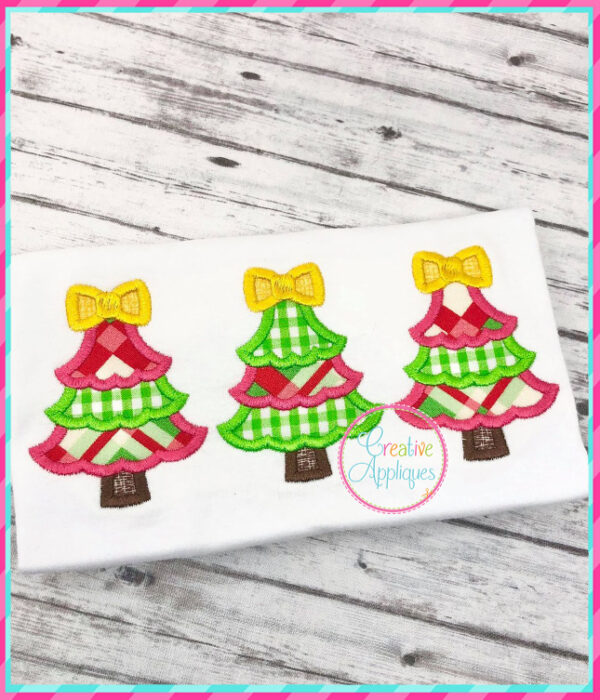 Tree Trio Bow Applique Design