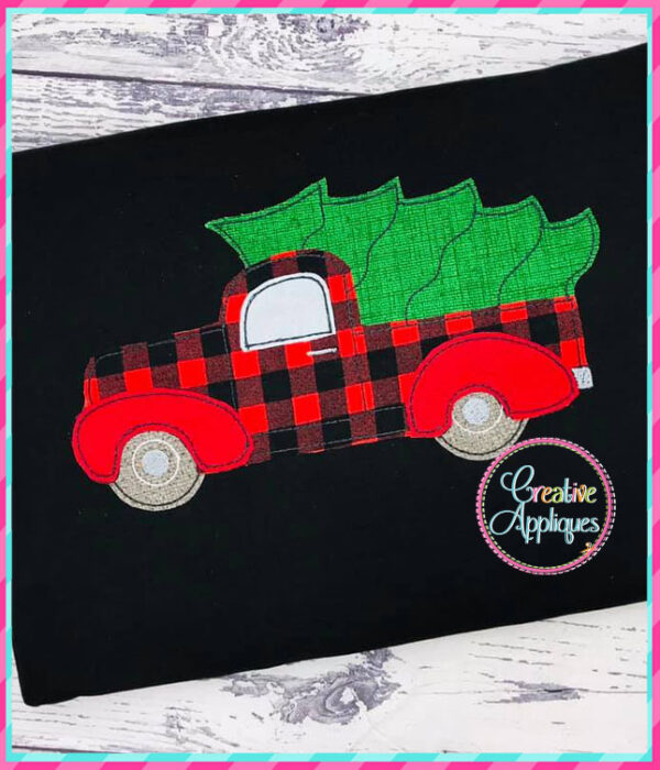 Bean Stitch Antique Truck Tree Applique Design - Image 4