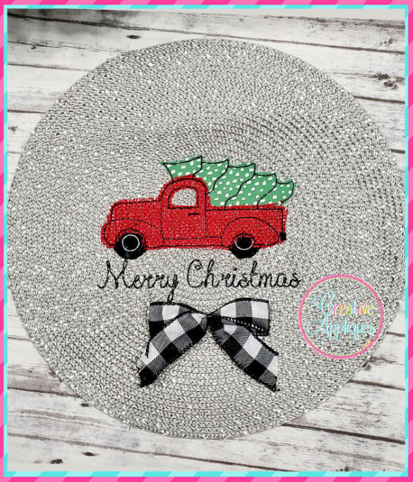 Bean Stitch Antique Truck Tree Applique Design - Image 3