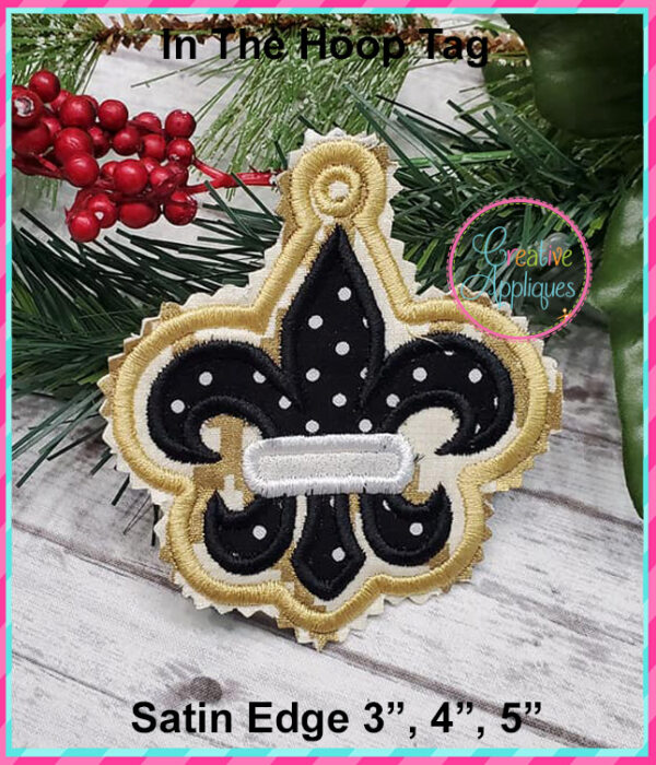 In The Hoop Fleur De Lis Tag Embroidery Design - Image 3